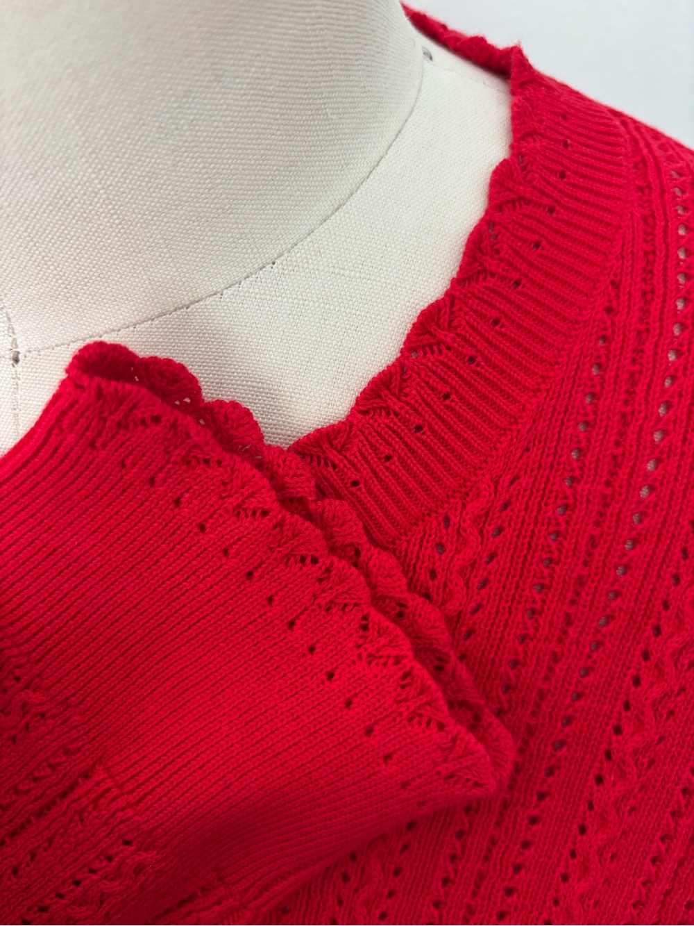 J.Crew Jackie Pointelle Cardigan NWT Premium Ultra-Fine Cotton Red Size L - Picture 4 of 10